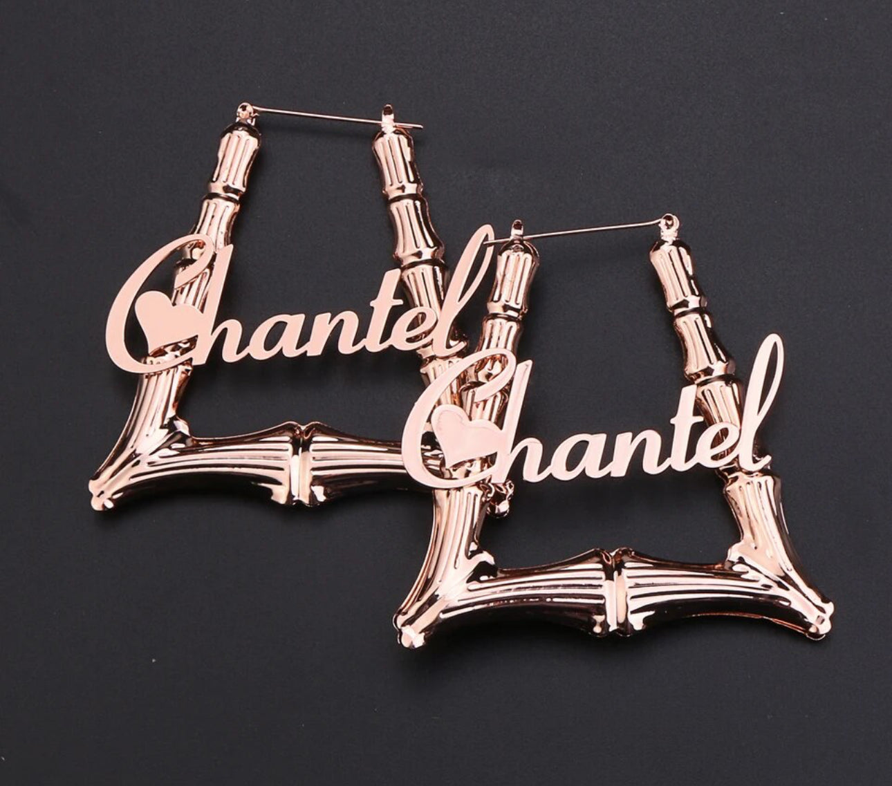 Personalize Bamboo Triangle Earrings.