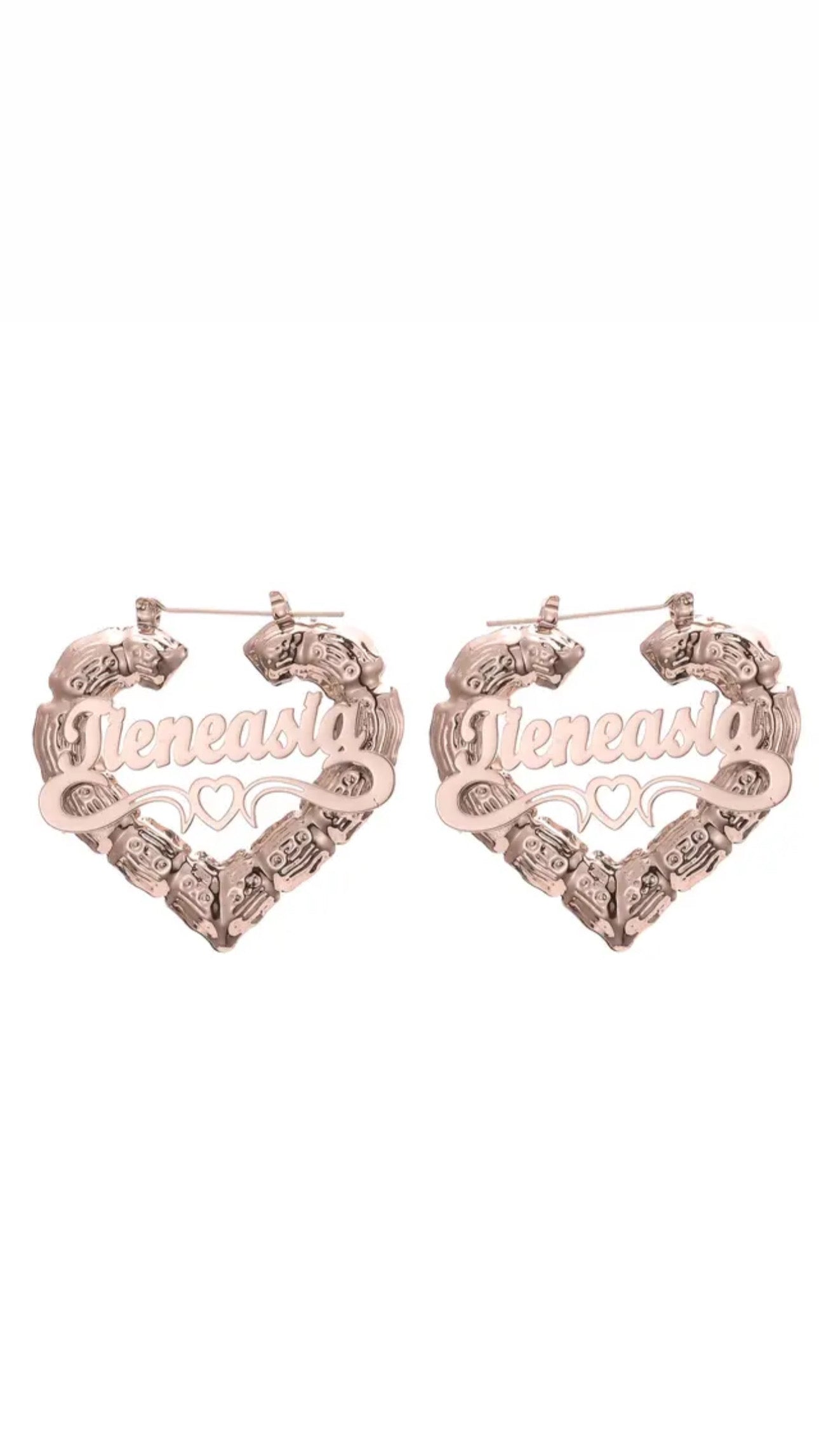 Personalized Heart Shaped Bamboo Earrings