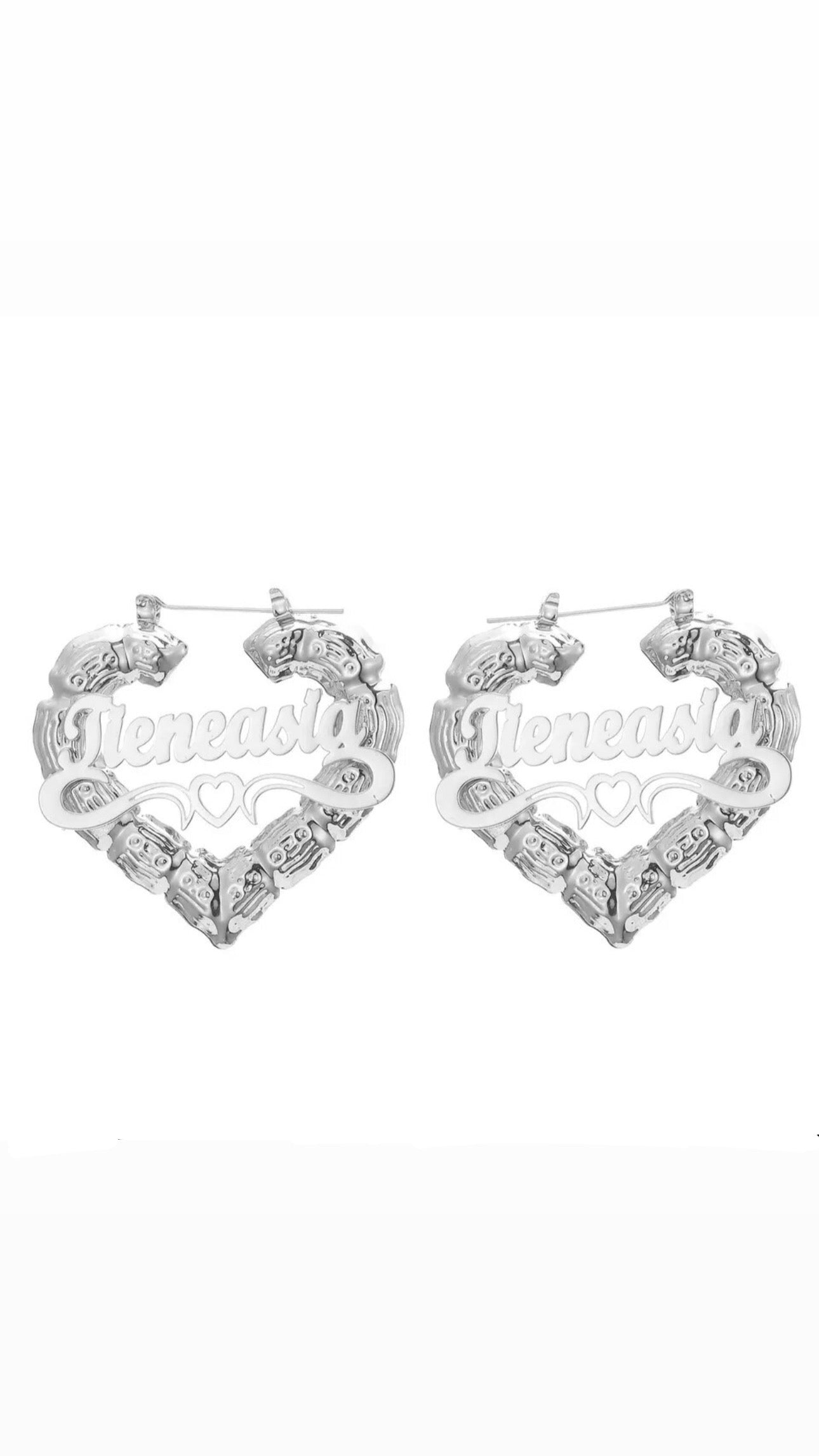 Personalized Heart Shaped Bamboo Earrings