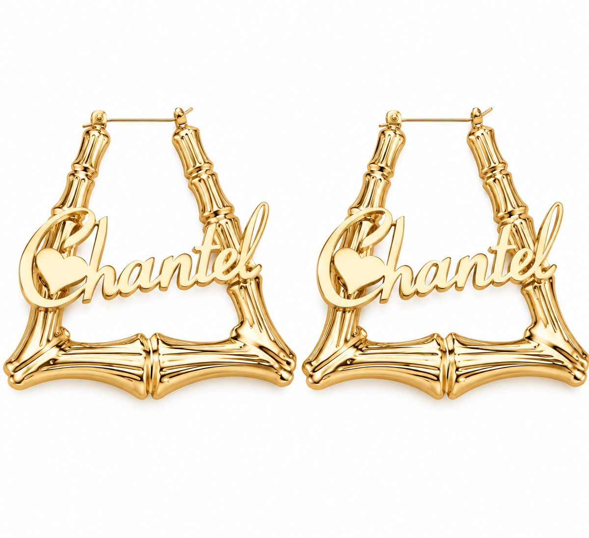 Personalize Bamboo Triangle Earrings.