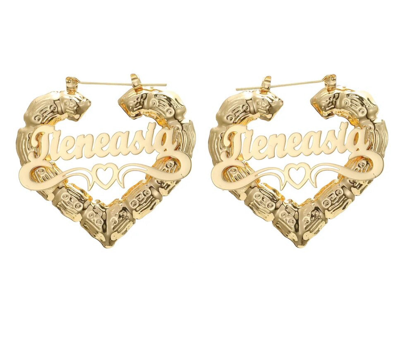 Personalized Heart Shaped Bamboo Earrings