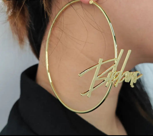 Personalize Detail Classic Hoop Earrings