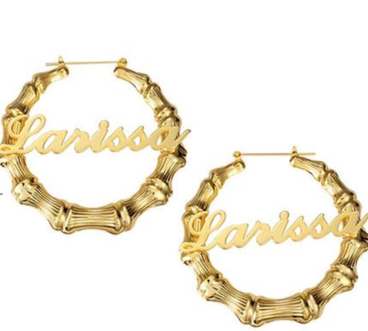 Personalize Bamboo Hoop Earrings